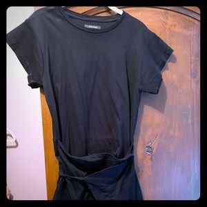 Isabel marant black short sleeve wrap dress.